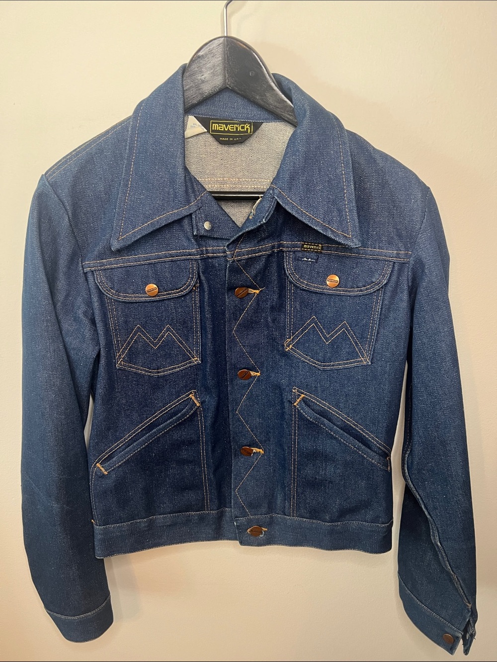 Maverick Vintage Dark Blue Denim Jacket - cropped